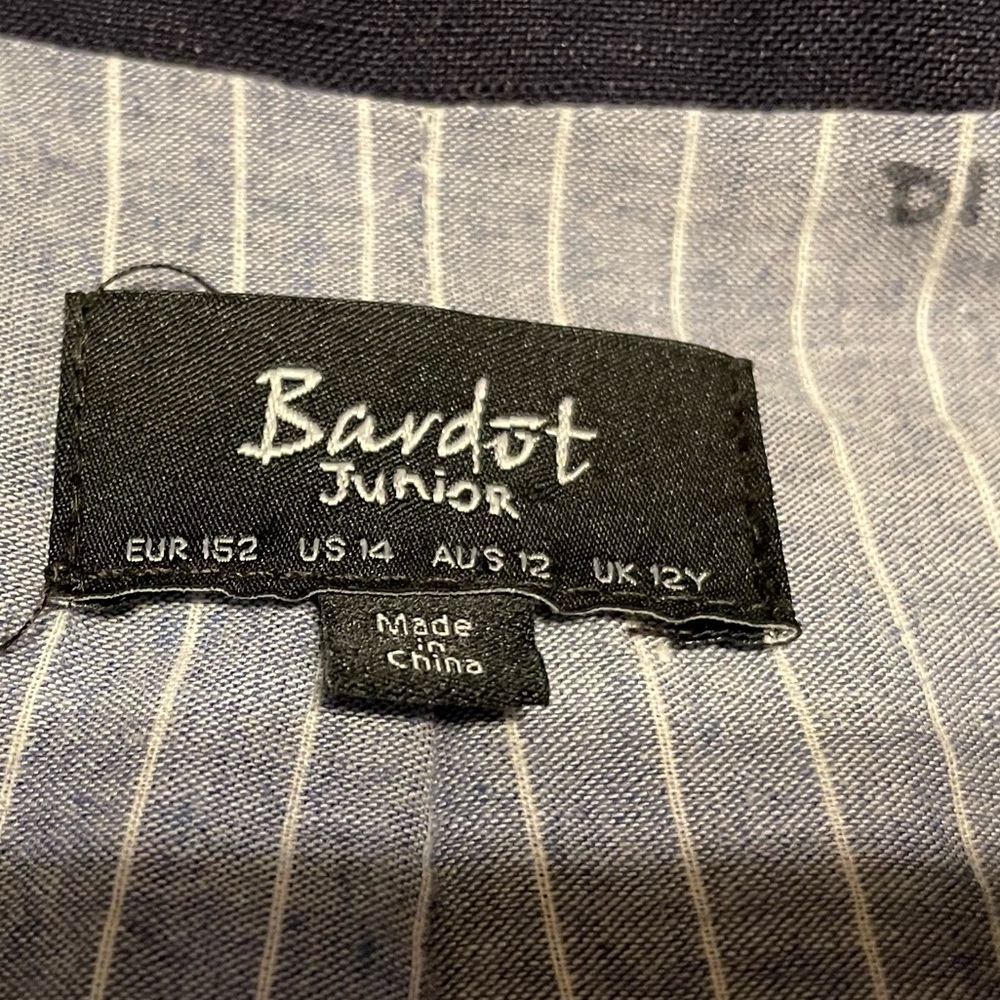 Navy cotton blazer, Bardot Junior, boys size 10 - Picture 2 of 6